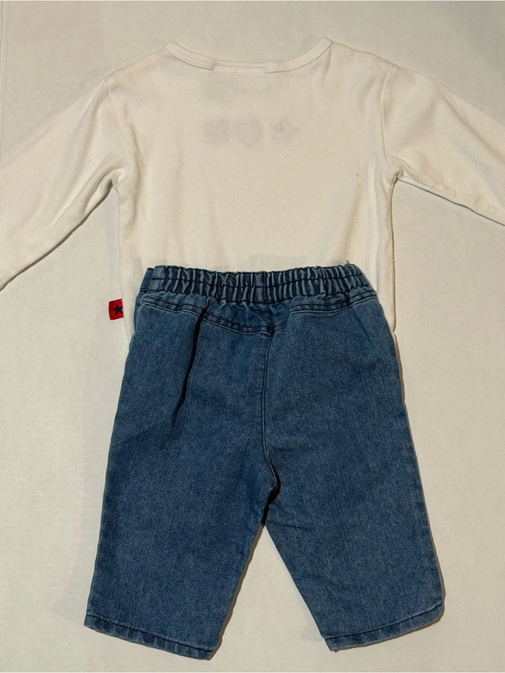KRU Little Baby Girl 2PC Curated Outfit Bundle 18M Top & Denim Pants